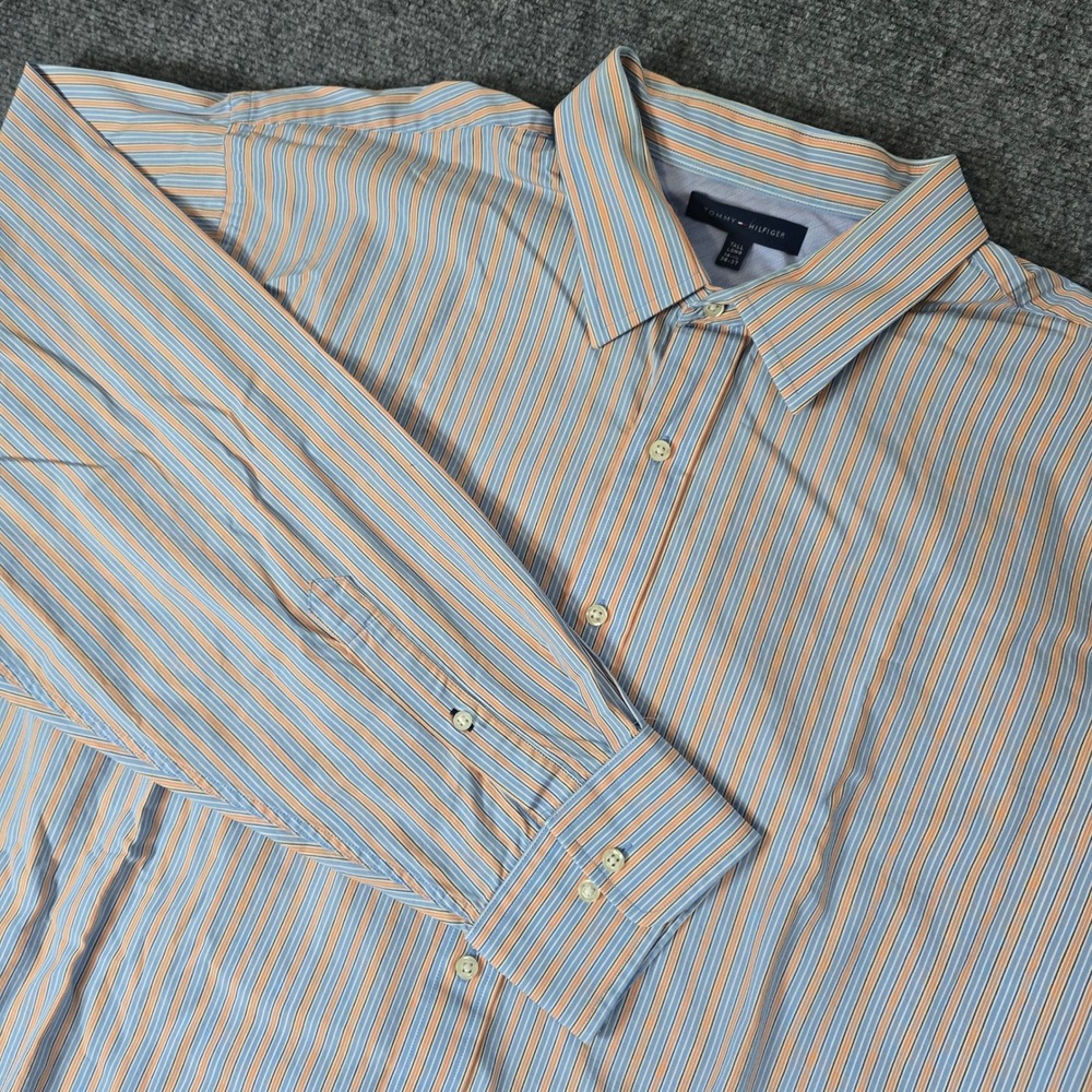 Tommy Hilfiger Striped Dress Shirt Tall Long Sleeve Button Down 18 1/2